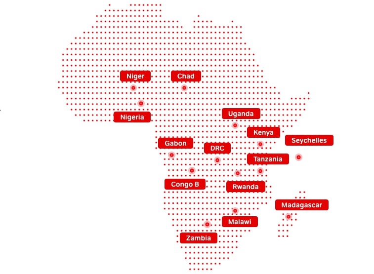 Pr&eacute;sence d'Airtel Africa sur le continent africain - Airtel Africa