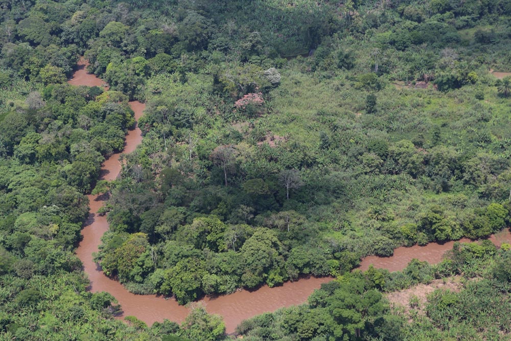 Vue a&eacute;rienne de la for&ecirc;t et d&rsquo;une rivi&egrave;re dans la province du Nord-Kivu, en R&eacute;publique D&eacute;mocratique du Congo (f&eacute;vrier 2015) - &copy; MONUSCO/Myriam Asmani